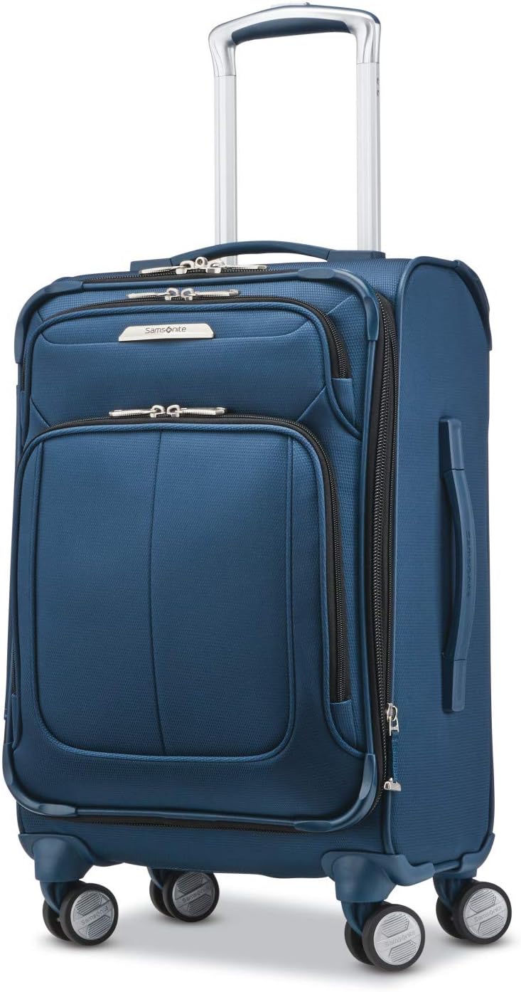 Samsonite Solyte DLX Softside Expandable Luggage with Spinner Wheels, Midnight Black, Checked-Medium 25-Inch - Image 1